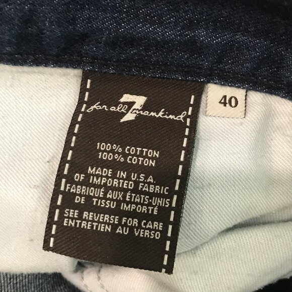 7 For All Mankind Austyn Jeans Mens 40 Blue Straight Leg Distressed Denim USA - Picture 7 of 11